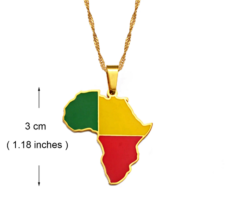 Benin Flag Africa Map Necklace