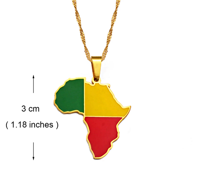 Congo Brazzaville flag Africa Map Necklace
