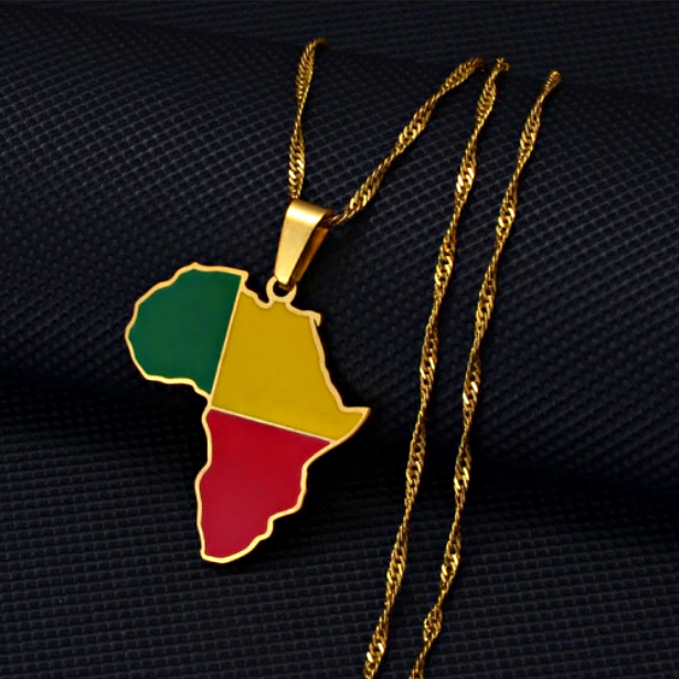 Benin flag Africa Map Necklace