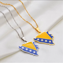 Bosnia and Herzegovina Map With Flag Pendant Necklace