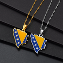 Bosnia and Herzegovina Map With Flag Pendant Necklace
