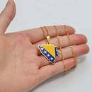 Bosnia and Herzegovina Map With Flag Pendant Necklace
