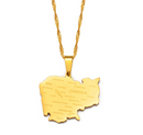 Cambodia Map with Cities Pendant Necklace