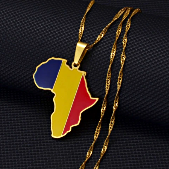 Chad flag Africa Map Necklace