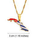 Cuba Map with Flag Pendant Necklace