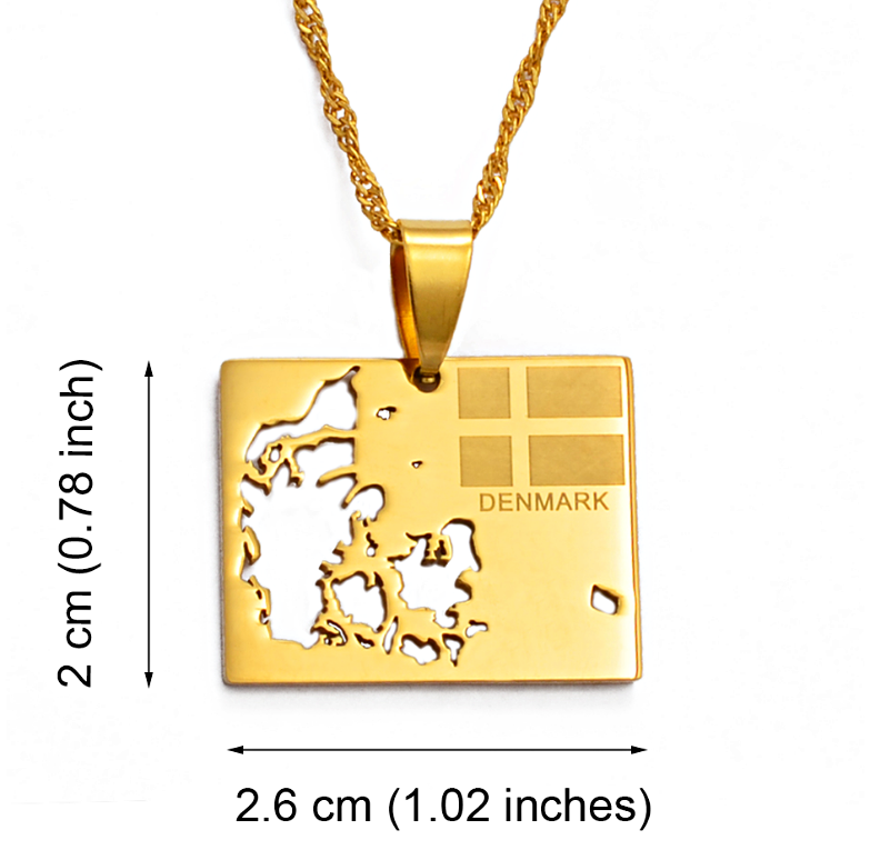 Denmark Map Pendant Necklace