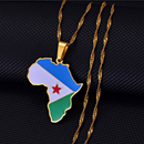Djibouti Flag Africa Map Necklace