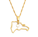 Dominican Republic Map Outline Pendant Necklace