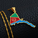 Eritrea Map with Flag Pendant Necklace