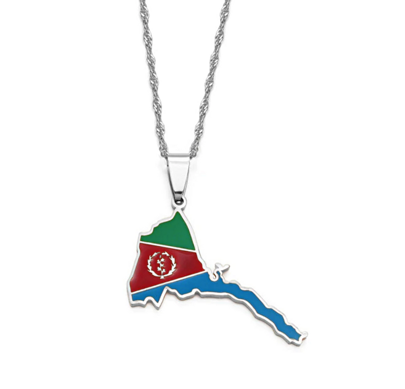 Eritrea map with flag Pendant Necklace