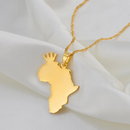 Africa Map Crown Pendant Necklace
