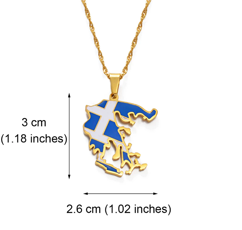 Greece map with flag Pendant necklace