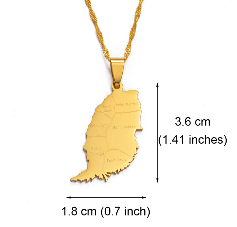 Grenada Map with cities Pendant Necklace