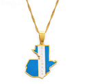 Guatemala Map with Flag Pendant Necklace