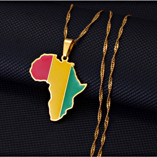 Guinea flag Africa Map Necklace