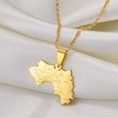 Guinea Map with cities Pendant Necklace