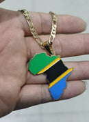 Tanzania Flag Africa Map Necklace