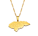 Honduras Map with Cities Pendant Necklace
