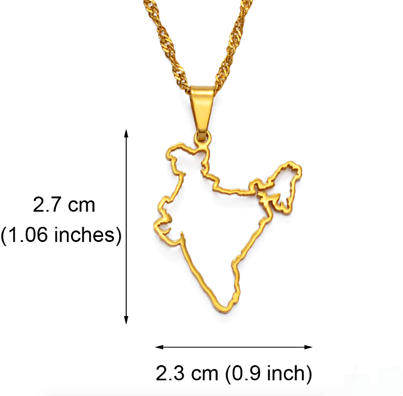 India Outline Pendant Necklace