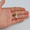Italy Map with Flag Pendant Necklace