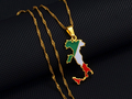Italy Map with Flag Pendant Necklace