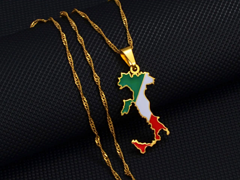 Italy Flag Pendant Necklace