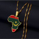 Mauritania Flag Africa Map Necklace