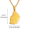 Mauritius Map with Cities Pendant Necklace