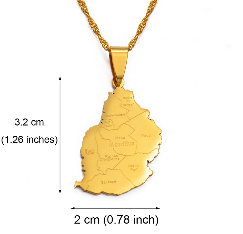 Mauritius map with cities Pendant Necklace