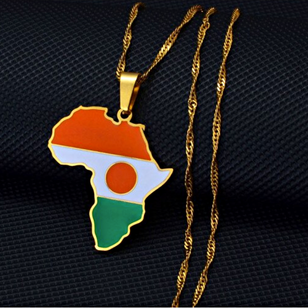 Niger flag Africa Map Necklace