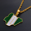 Nigeria Map with Flag Pendant Necklace