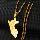 Peru Map with cities Pendant Necklace