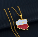 Poland Map with Flag Pendant Necklace