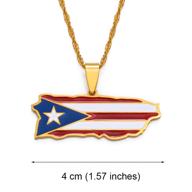 Puerto Rico Map Pendant Necklace