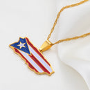 Puerto Rico Map Pendant Necklace