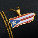 Puerto Rico Map Pendant Necklace