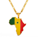 Senegal Flag Africa Map Necklace