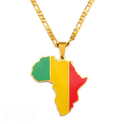 Mali flag Africa Map Necklace