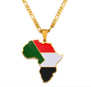 Sudan Flag Africa Map Necklace