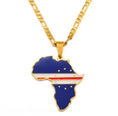 Cape Verde Flag Africa Map Necklace