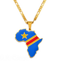 Democratic Republic of Congo Flag Africa Map Necklace