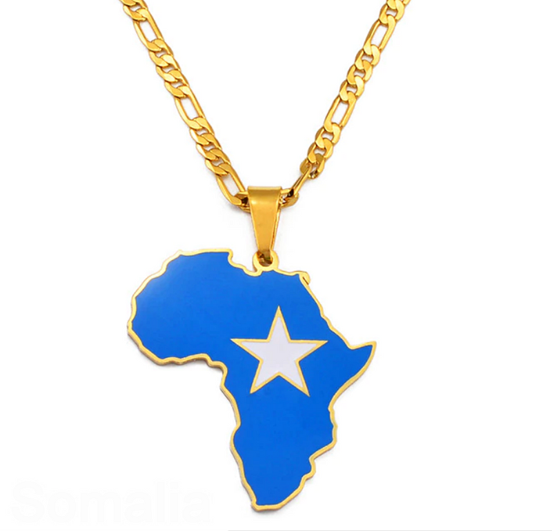 Somalia flag Africa Map Necklace