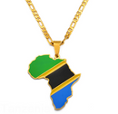 Tanzania Flag Africa Map Necklace