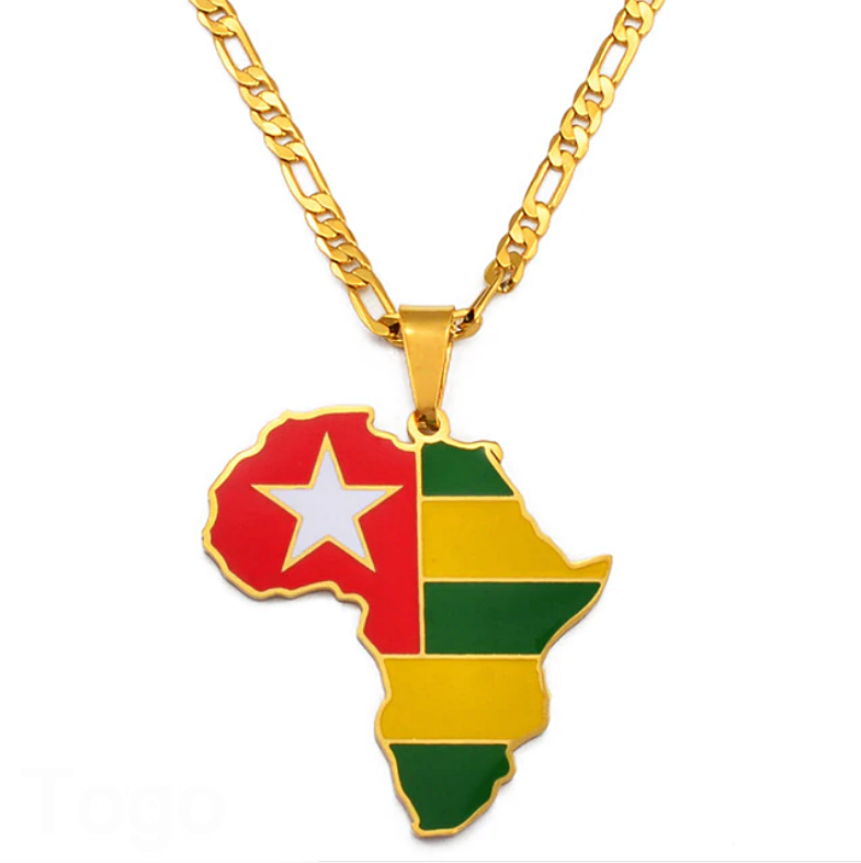 Togo flag Africa Map Necklace