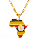 Uganda Flag Africa Map Necklace