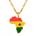 Ghana Flag Africa Map Necklace