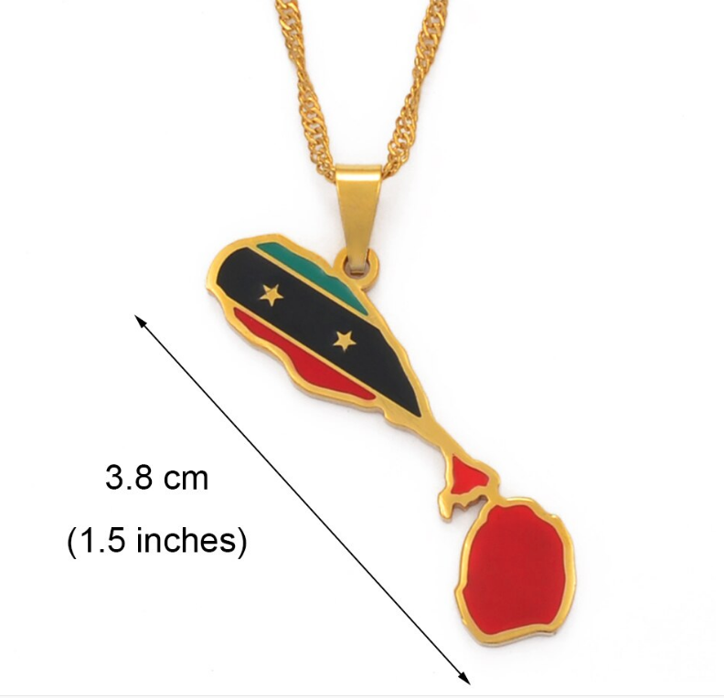 Saint Kitts And Nevis map with flag Pendant Necklace