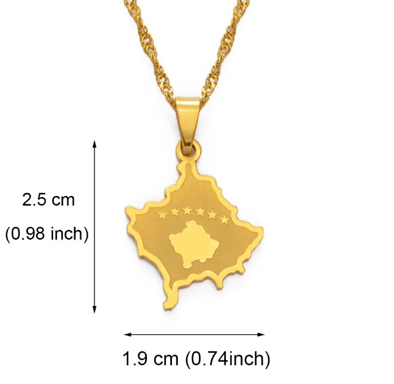 Kosovo Map Pendant Necklace