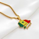 Senegal Map with Flag Pendant Necklace