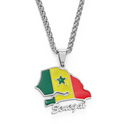 Senegal Map with Flag Pendant Necklace